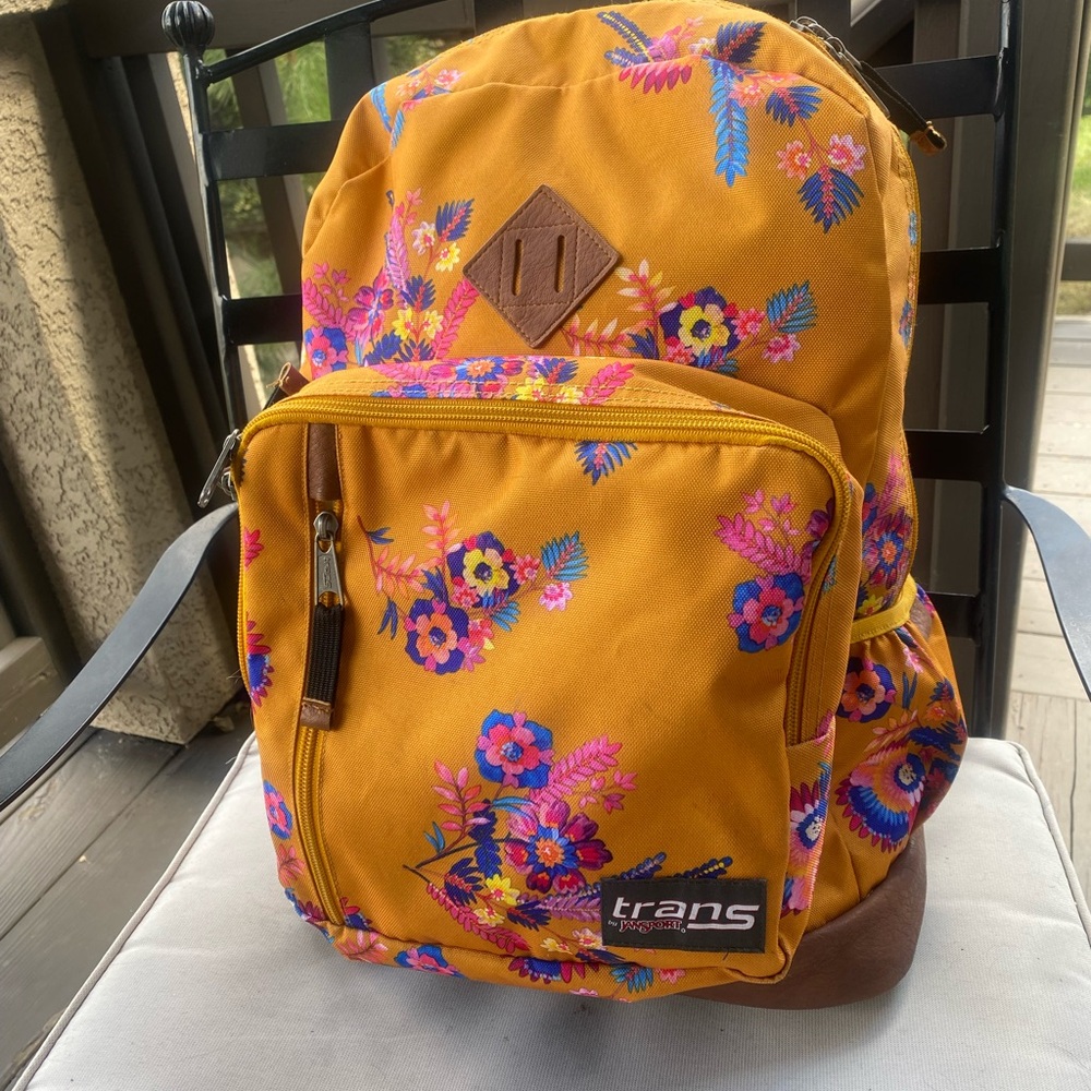 Jansport Floral Backpack - Yellow and Pink